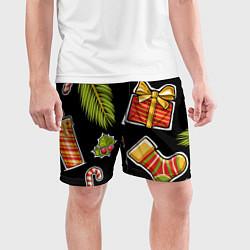 Шорты спортивные мужские Рождественский вайб, цвет: 3D-принт — фото 2