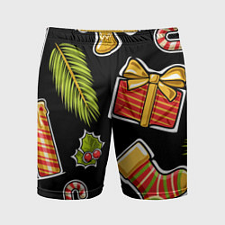Шорты спортивные мужские Рождественский вайб, цвет: 3D-принт