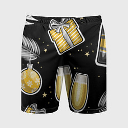 Шорты спортивные мужские Новогодний вайб, цвет: 3D-принт