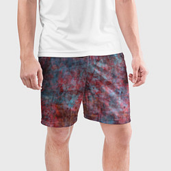 Шорты спортивные мужские Абстракция - red rust on blue, цвет: 3D-принт — фото 2