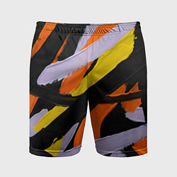 Шорты спортивные мужские Полоски краски абстракция, цвет: 3D-принт