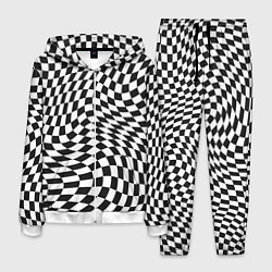 Костюм мужской Черно-белая клетка Black and white squares, цвет: 3D-белый