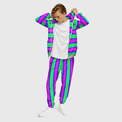 Костюм мужской Зеленый и фиолетовые яркие неоновые полосы striped, цвет: 3D-меланж — фото 2