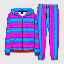 Костюм мужской Striped pattern яркий неоновый полосатый узор, цвет: 3D-красный