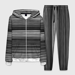 Костюм мужской Black and white thin stripes Тонкие полосы, цвет: 3D-белый