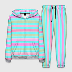 Мужской костюм Pink turquoise stripes horizontal Полосатый узор