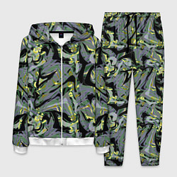 Костюм мужской Черный, серые, желтые каракули, цвет: 3D-белый