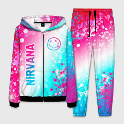 Мужской костюм Nirvana neon gradient style: надпись, символ