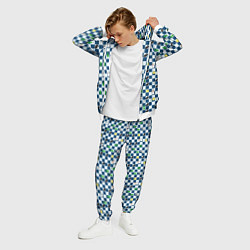 Костюм мужской Новогодний шахматный принт с кроликами и елками, цвет: 3D-белый — фото 2