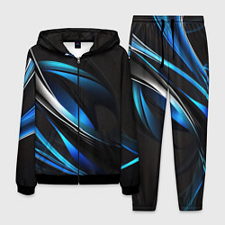 Мужской костюм Абстрактные синие и белые линии на черном фоне