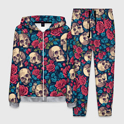 Костюм мужской Черепа и красные розы, цвет: 3D-меланж