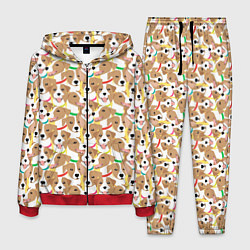 Костюм мужской Джек рассел терьер в разноцветных ошейниках, цвет: 3D-красный