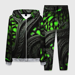 Костюм мужской Green black abstract, цвет: 3D-меланж