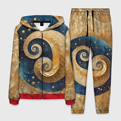 Костюм мужской Синий золотой декоративный орнамент, цвет: 3D-красный