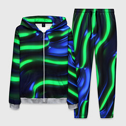 Костюм мужской Green blue lines, цвет: 3D-меланж