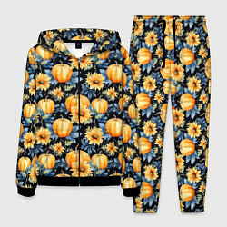 Костюм мужской Паттерн тыквы и цветы, цвет: 3D-черный