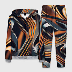Костюм мужской Слияние красок оранжевого и чёрного абстракция, цвет: 3D-меланж
