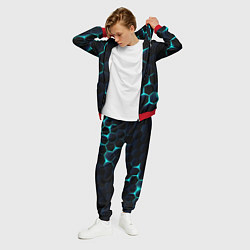 Костюм мужской Бирюзовый сквозь чёрные соты, цвет: 3D-красный — фото 2