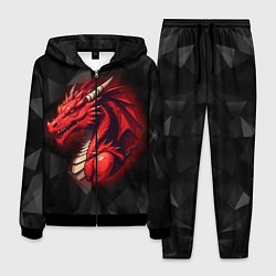 Костюм мужской Красный дракон на полигональном черном фоне, цвет: 3D-черный