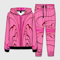 Костюм мужской Плавные линии на розовом фоне, цвет: 3D-черный