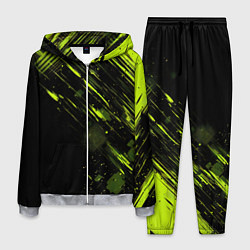 Костюм мужской Зеленая краска на черном фоне, цвет: 3D-меланж