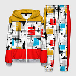 Костюм мужской Узор красного горчичного цвета, цвет: 3D-меланж