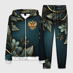 Костюм мужской Золотые листья и герб России, цвет: 3D-белый