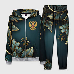 Костюм мужской Золотые листья и герб России, цвет: 3D-меланж