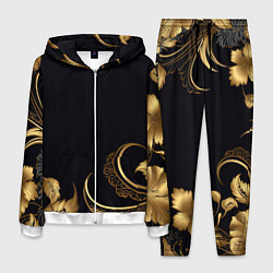 Костюм мужской Золотистые объемные листья и узоры, цвет: 3D-белый