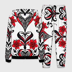 Костюм мужской Красный узор сердце, цвет: 3D-черный