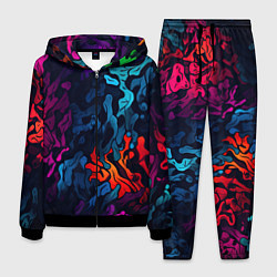 Мужской костюм Кислотная яркая абстракция в камуфляжном стиле