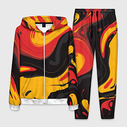 Костюм мужской Красные желтые оранжевые пятна краски, цвет: 3D-белый