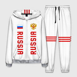 Костюм мужской Россия три полоски на белом фоне, цвет: 3D-меланж