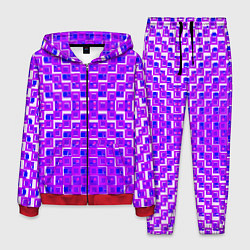 Костюм мужской Фиолетовые квадраты на белом фоне, цвет: 3D-красный