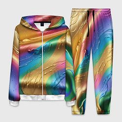 Костюм мужской Жидкий радужный металл, цвет: 3D-белый