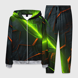 Костюм мужской Green neon abstract geometry, цвет: 3D-меланж