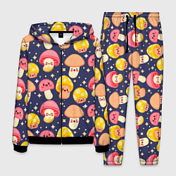 Костюм мужской Веселые грибочки паттерн, цвет: 3D-черный