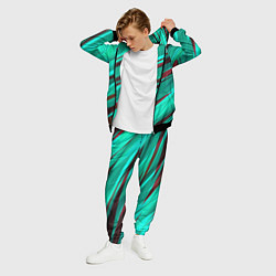 Костюм мужской Бирюзовый и бордовый абстрактные полосы, цвет: 3D-черный — фото 2