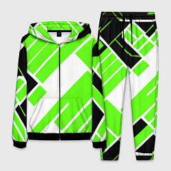 Костюм мужской Зелёные широкие линии на белом фоне, цвет: 3D-черный