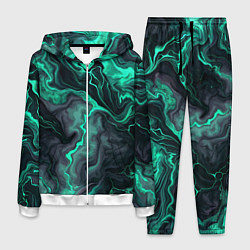 Костюм мужской Бирюзовый мрамор на черном фоне, цвет: 3D-белый