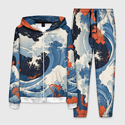 Мужской костюм Япония волны алые цветы