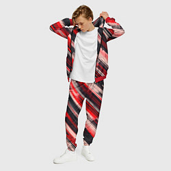 Костюм мужской Красные диагональные полосы на чёрном фоне, цвет: 3D-красный — фото 2