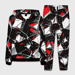 Костюм мужской Красно-белый паттерн на чёрном фоне, цвет: 3D-черный