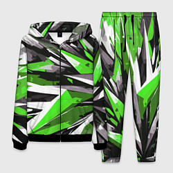 Костюм мужской Чёрно-зелёная-белая абстракция, цвет: 3D-черный
