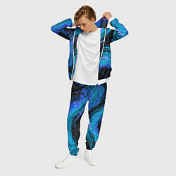 Костюм мужской Синие брызги на чёрном фоне, цвет: 3D-белый — фото 2