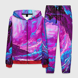 Костюм мужской Фиолетовая кислотная абстракция, цвет: 3D-красный