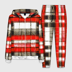 Костюм мужской Чёрные полосы на красно-белом фоне, цвет: 3D-белый