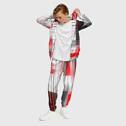Костюм мужской Чёрные вертикальные полосы на красно-белом фоне, цвет: 3D-меланж — фото 2