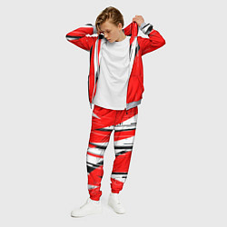 Костюм мужской Чёрно-белые вертикальные полосы на красном фоне, цвет: 3D-меланж — фото 2