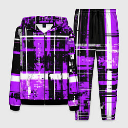 Костюм мужской Фиолетово-белый гранж на чёрном фоне, цвет: 3D-черный